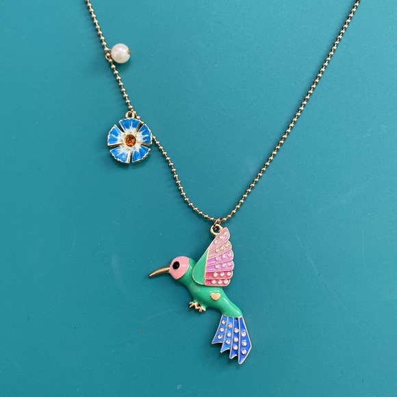 Vintage Betsey Johnson Humming Bird Necklace - Picture 2 of 3